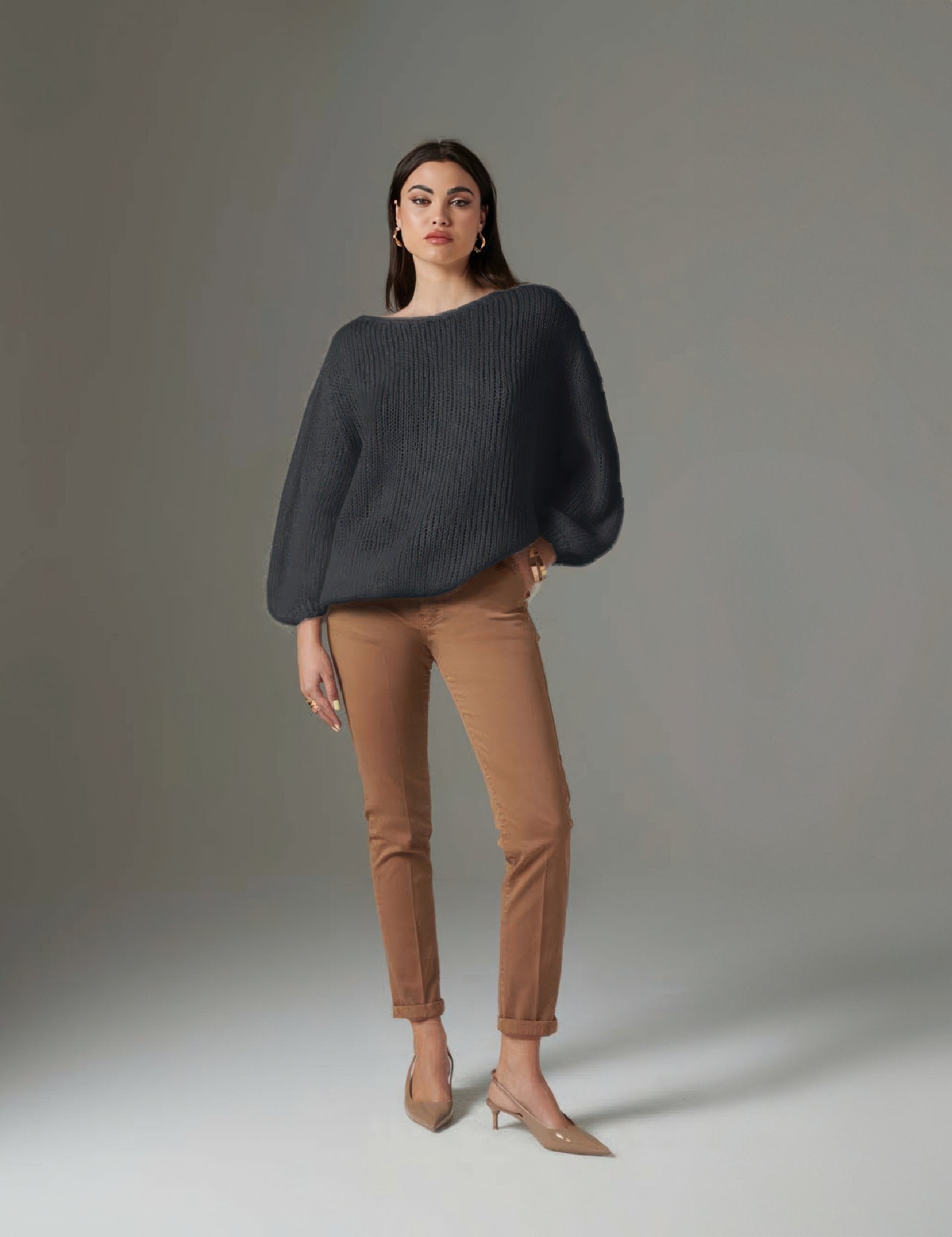 Black Oversized Knitted Sweater - ELLY