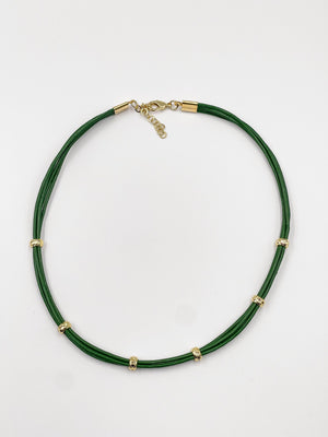 Genuine leather choker, fastened with an 18-karat gold-plated brass buckle - ELLY