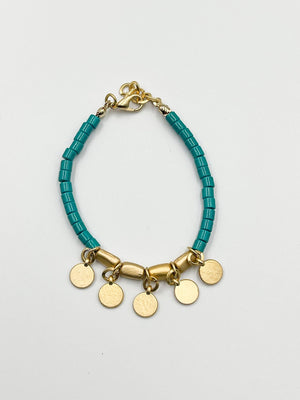 Gold plated 18 karat lab colored stone bracelet - ELLY