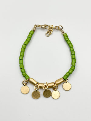 Gold plated 18 karat lab colored stone bracelet - ELLY