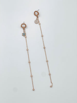 Rose gold rhodium coated metal earrings with zircon motif - ELLY