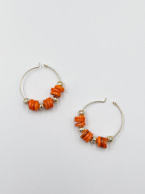 Stunning earrings, featuring an 18-karat gold-plated chain and gorgeous colored nacre stone - ELLY