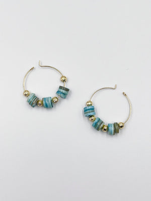 Stunning earrings, featuring an 18-karat gold-plated chain and gorgeous colored nacre stone - ELLY