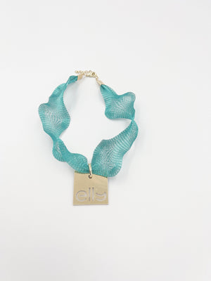 Turquoise Fil Metallic necklace with 18 Karat gold plated brass chain - ELLY