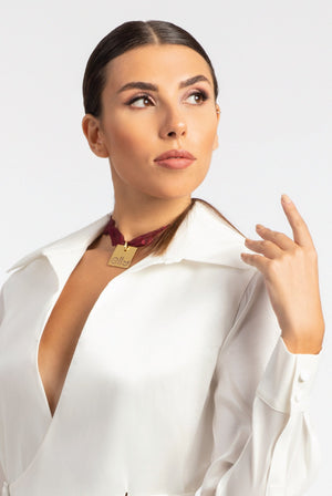 Turquoise Fil Metallic necklace with 18 Karat gold plated brass chain - ELLY