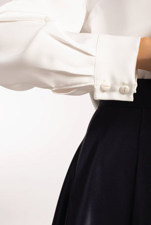 White Classic Satin Shirt - ELLY