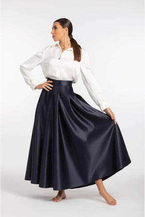 White Classic Satin Shirt - ELLY