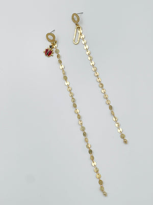 Yellow gold rhodium coated metal earrings with zircon motif - ELLY