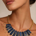 18 karat gold plated brass necklace with purple sodalite stones - ELLY