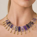 18 karat gold plated brass necklace with purple sodalite stones - ELLY