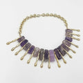 18 karat gold plated brass necklace with purple sodalite stones - ELLY