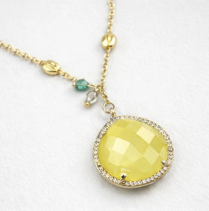 18 - karat gold - plated chain necklace adorned with sparkling crystal ornaments and zircon stone - ELLY