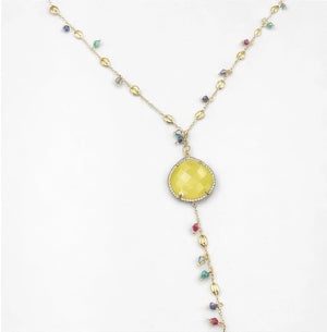 18 - karat gold - plated chain necklace adorned with sparkling crystal ornaments and zircon stone - ELLY