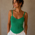 Emerald Corset-Knit Cami Top