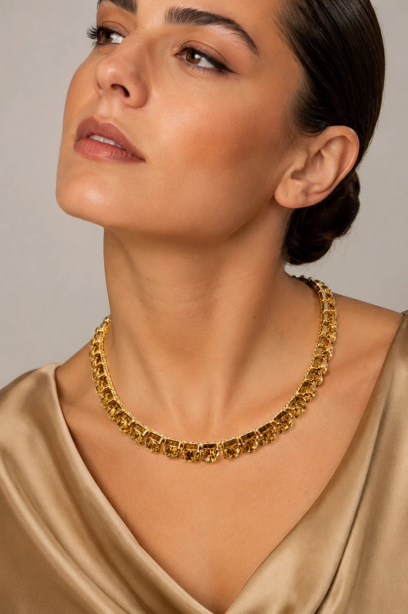 Golden Champagne Royale Tennis Necklace