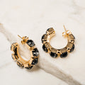 Midnight Noir Crystal Hoop Earrings
