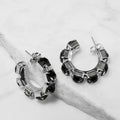 Midnight Noir Crystal Hoop Earrings – Argento