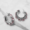 Light Rosa Crystal Hoop Earrings – Argento