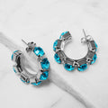 Acqua Marina Crystal Hoop Earrings – Argento