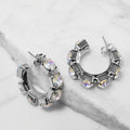Aurora Boreale Crystal Hoop Earrings – Argento