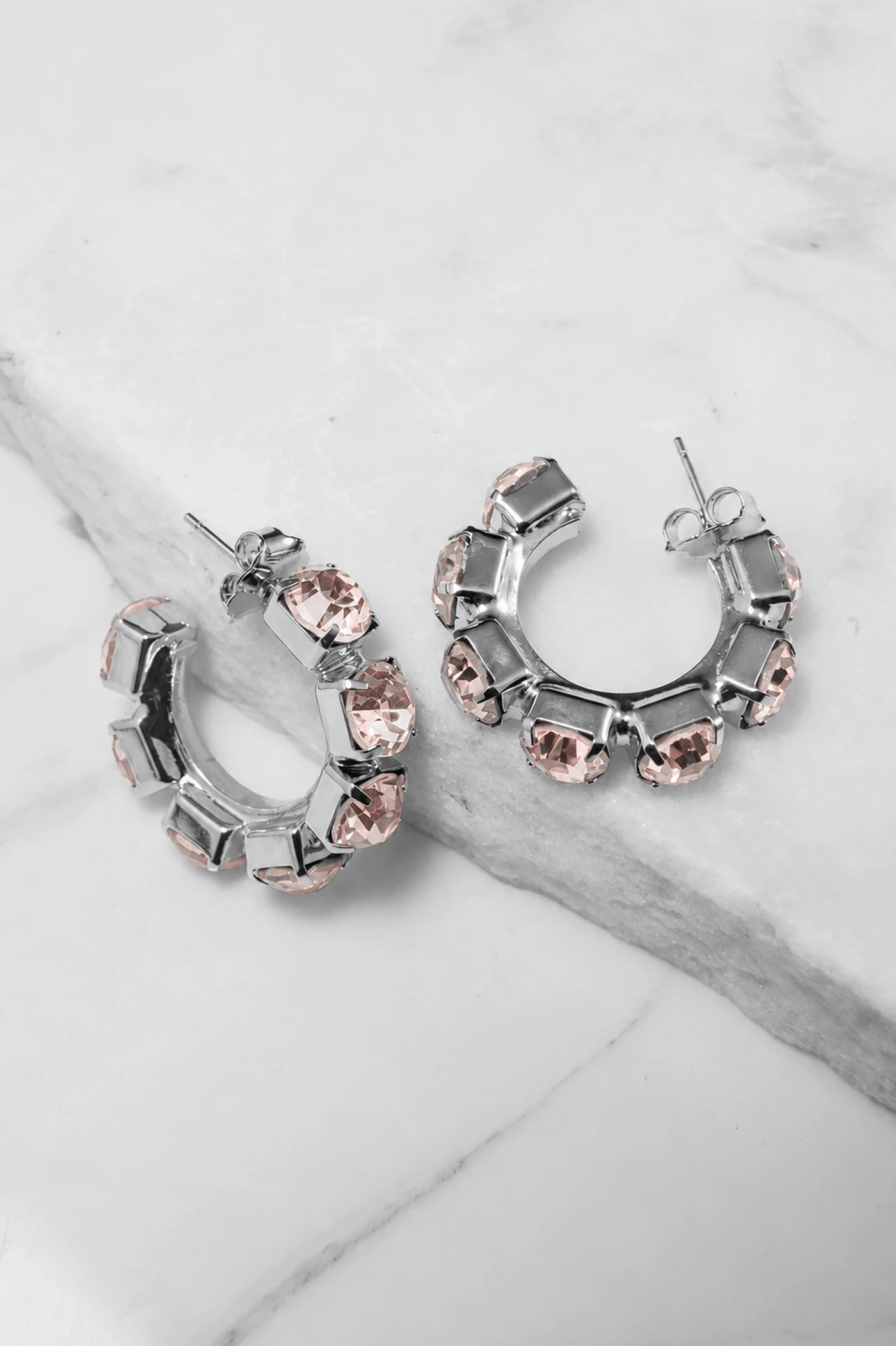 Light Peach Crystal Hoop Earrings – Argento