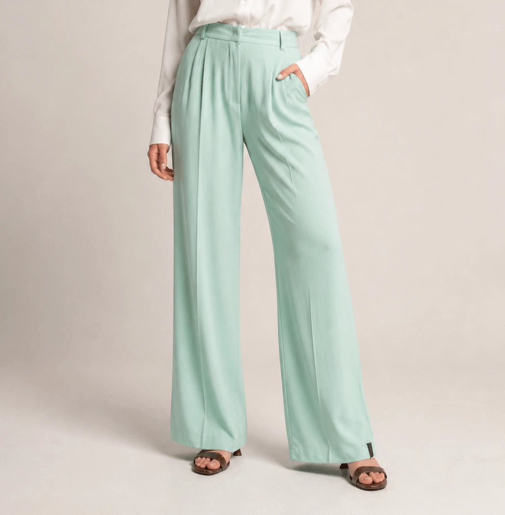 Tailored Straight-Leg Pants – Verde Chiaro