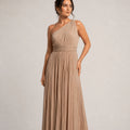 Pleated One-Shoulder Gown – Oro