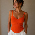 Tangerine Corset-Knit Cami Top