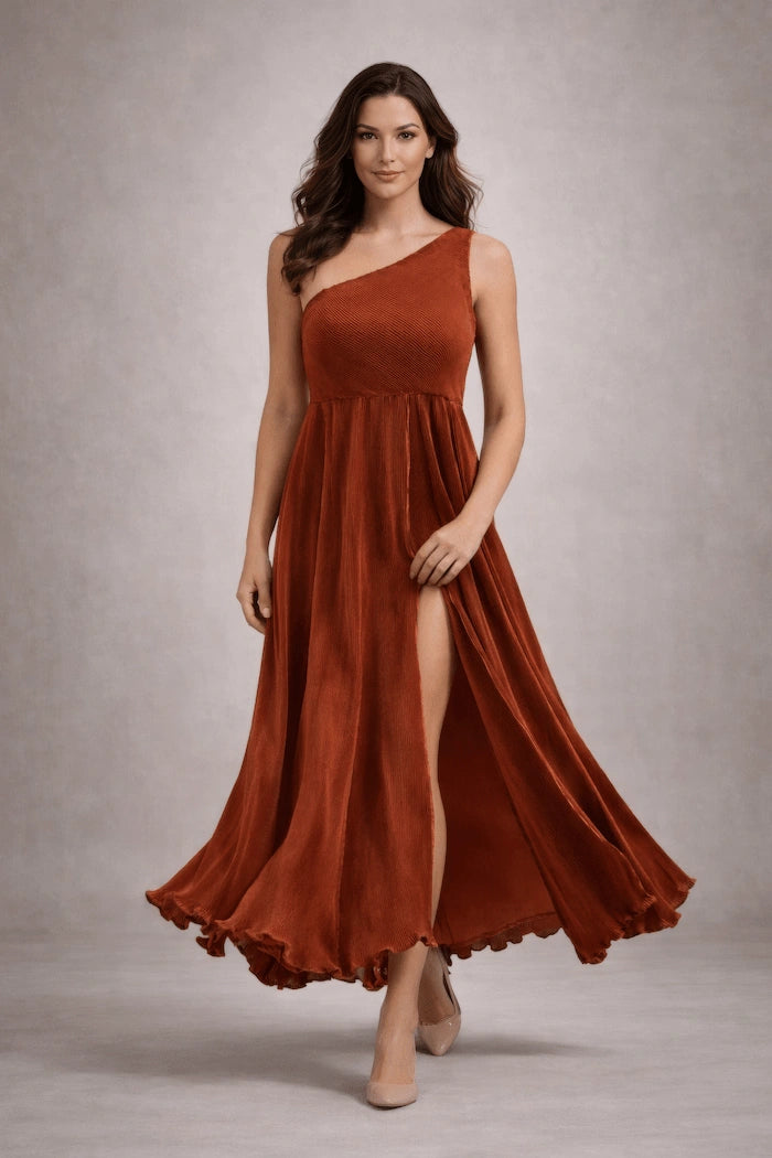 Draped Pleated Fabric Dress – ELLY