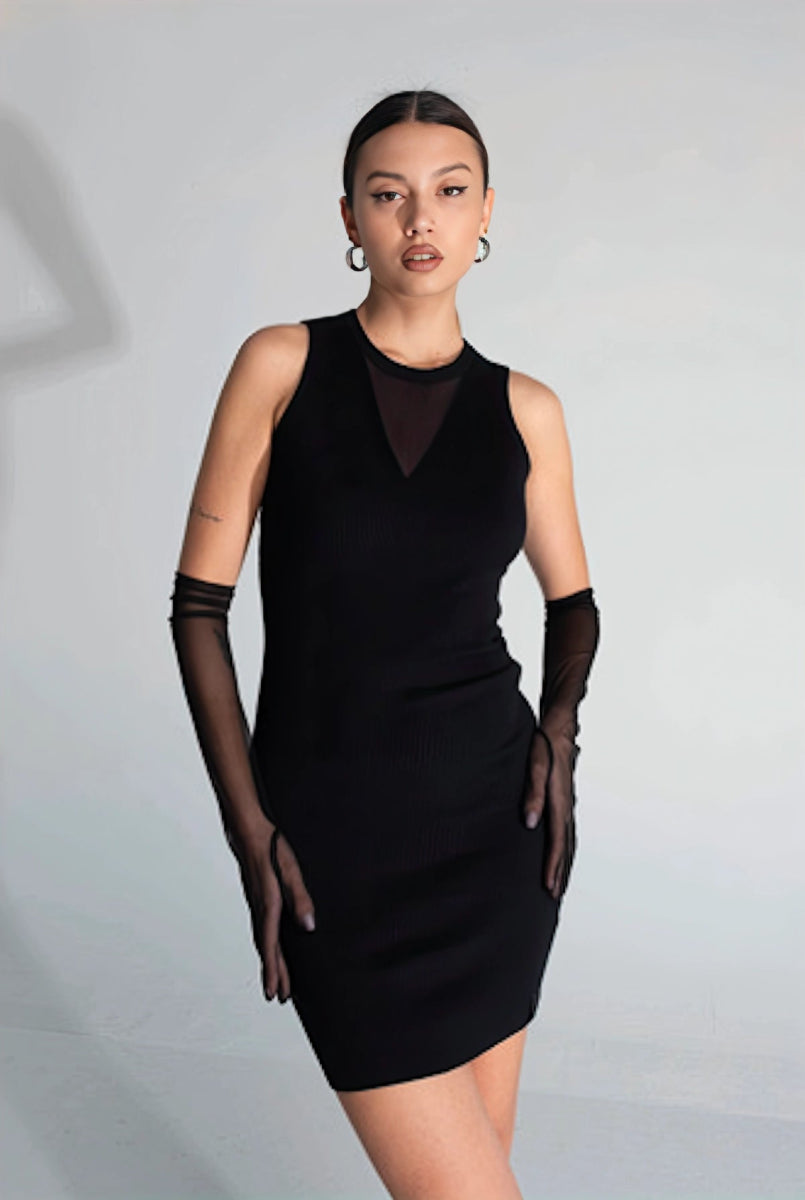 Abito Mini con Tulle Trasparente - ELLY