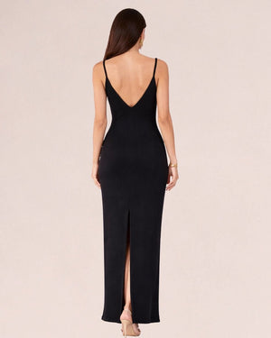 Abito Spalla Nuda Nero con Pannello Rimovibile - ELLY