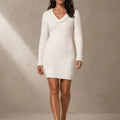 Abito Treccia Panna – Cream Ribbed Knit Dress - ELLY