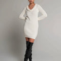 Abito Treccia Panna – Cream Ribbed Knit Dress - ELLY