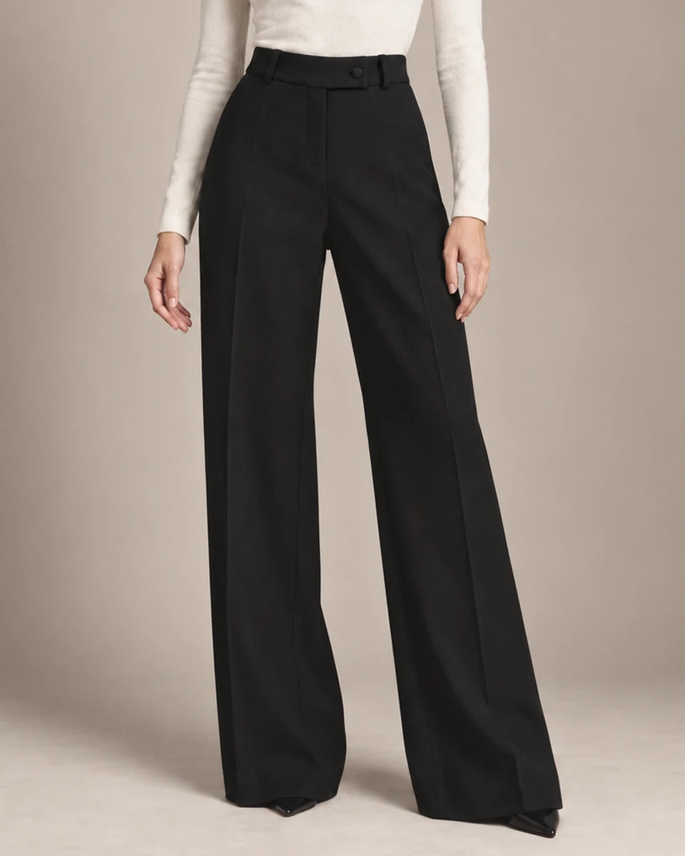 Alessia Black Wide-Leg Trousers – Nero - ELLY