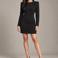 Ambra Black Open-Back Mini Dress – Nero in Nero, full-length view on model