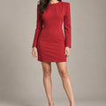 Ambra Red Open-Back Mini Dress – Rosso in Rosso, full-length view on model