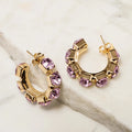 Amethyst Royale Crystal Hoop Earrings - ELLY
