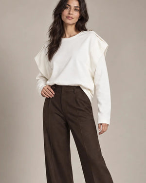 Annabel Panna Shoulder-Detail Sweatshirt, closer front view showing relaxed silhouette and shoulder construction