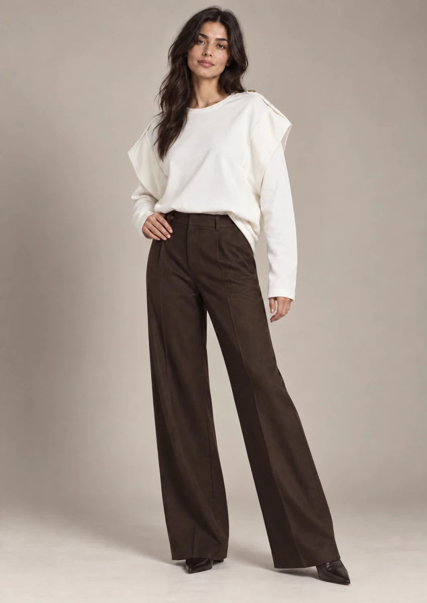 Annabel Panna Shoulder-Detail Sweatshirt, full-length front styling view