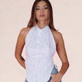 Asymmetric Halter Shirt – BIANCO - ELLY