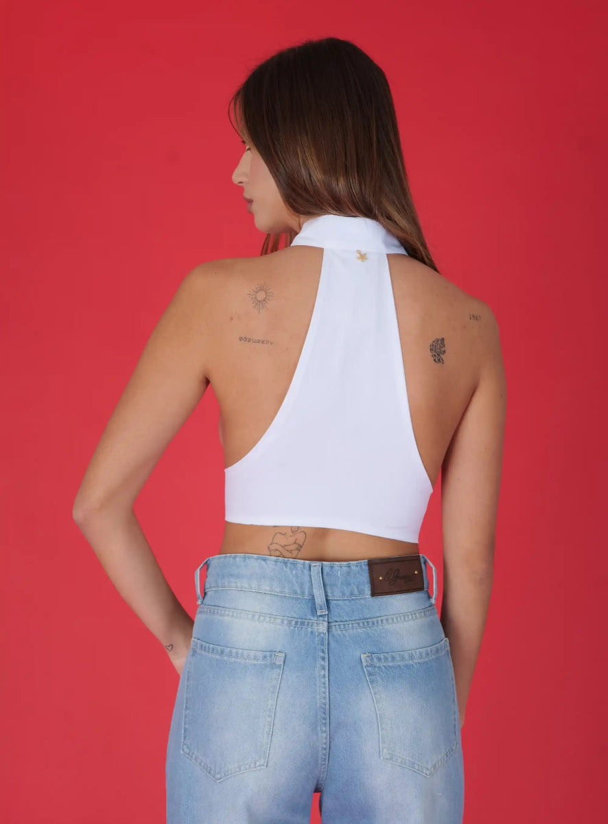 Asymmetric Halter Shirt – BIANCO - ELLY