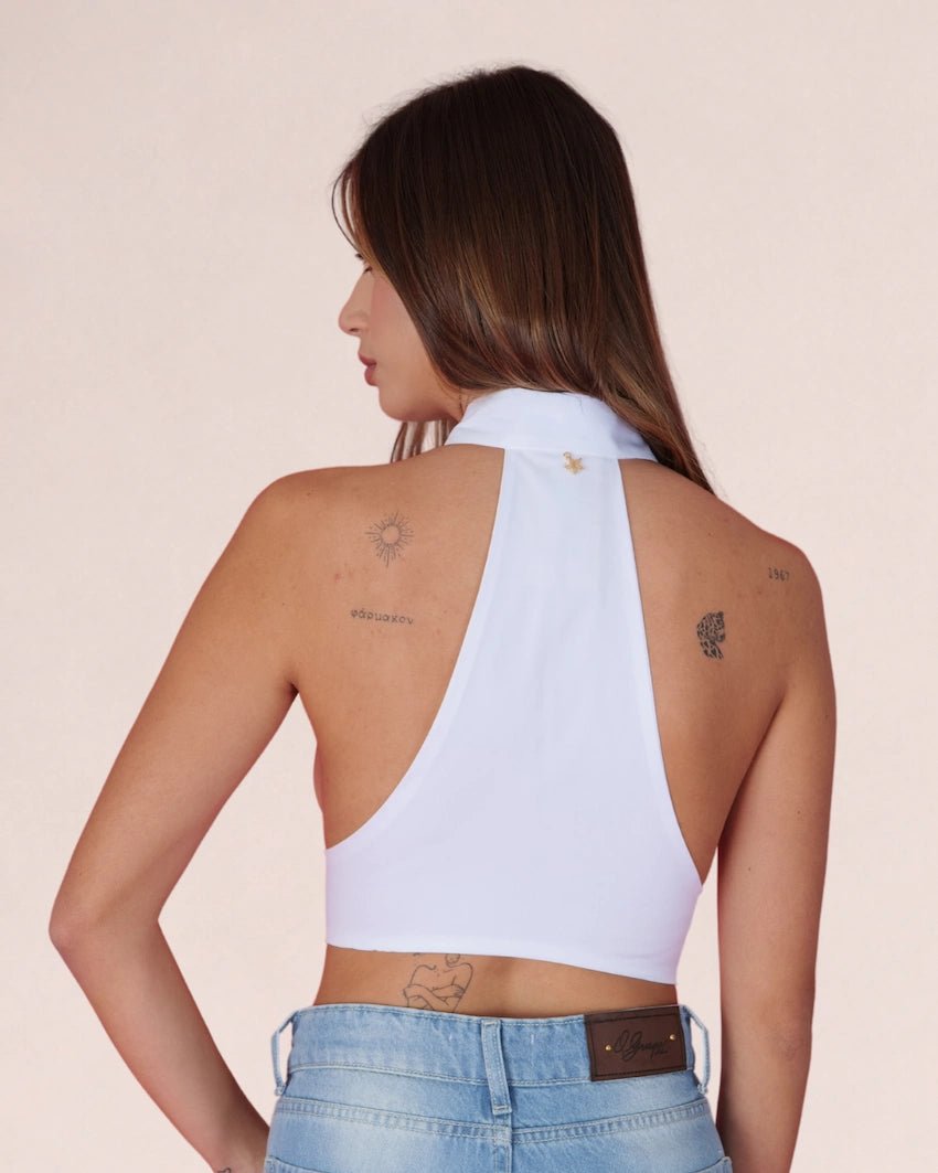 Asymmetric Halter Shirt – BIANCO - ELLY