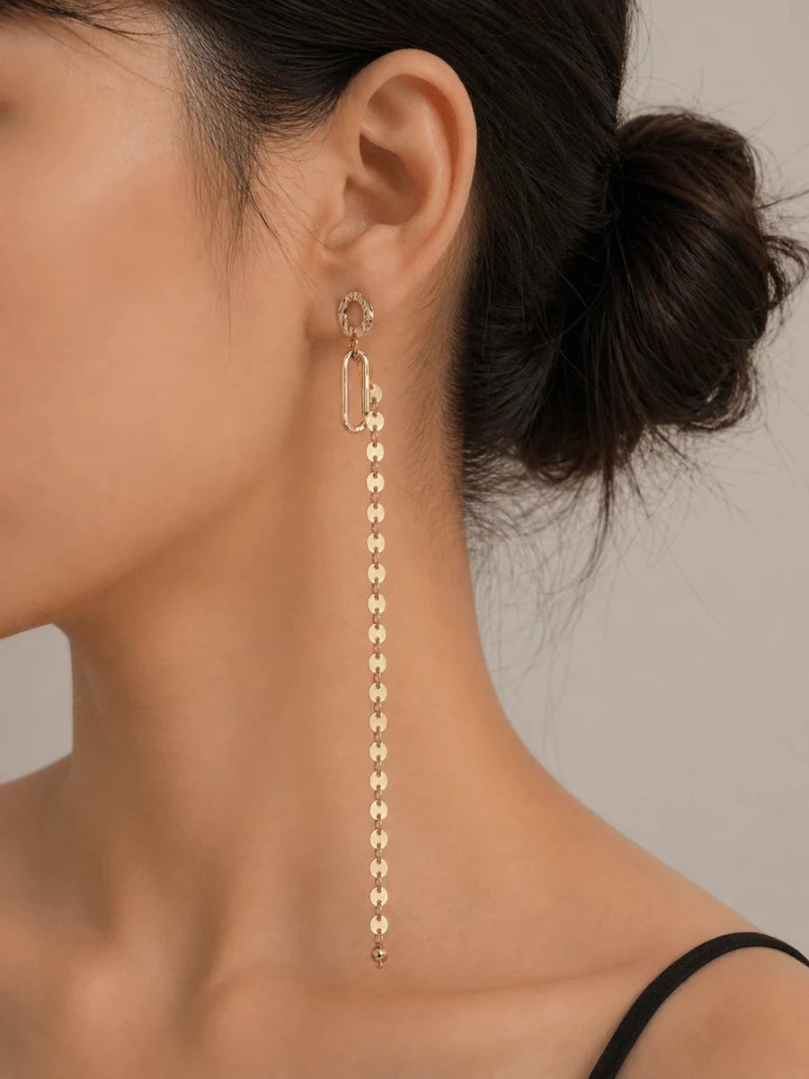 Asymmetrical Bee & Chain Drop Earrings - ELLY