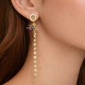 Asymmetrical Gold Disc Chain Earrings with Crystal Spider Charm - ELLY