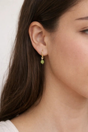 Asymmetrical Green Bead Chain Drop Earrings - ELLY