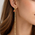 Asymmetrical Ladybug &amp; Chain Drop Earrings - ELLY