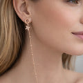 Asymmetrical Rose Gold Charm & Chain Drop Earrings - ELLY