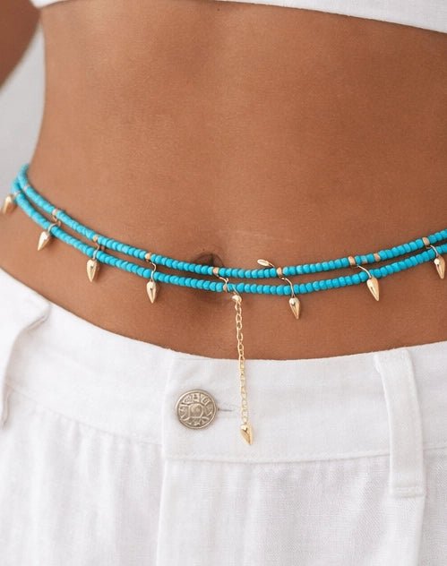 Baby Blue Beaded Convertible Necklace / Bracelet - ELLY