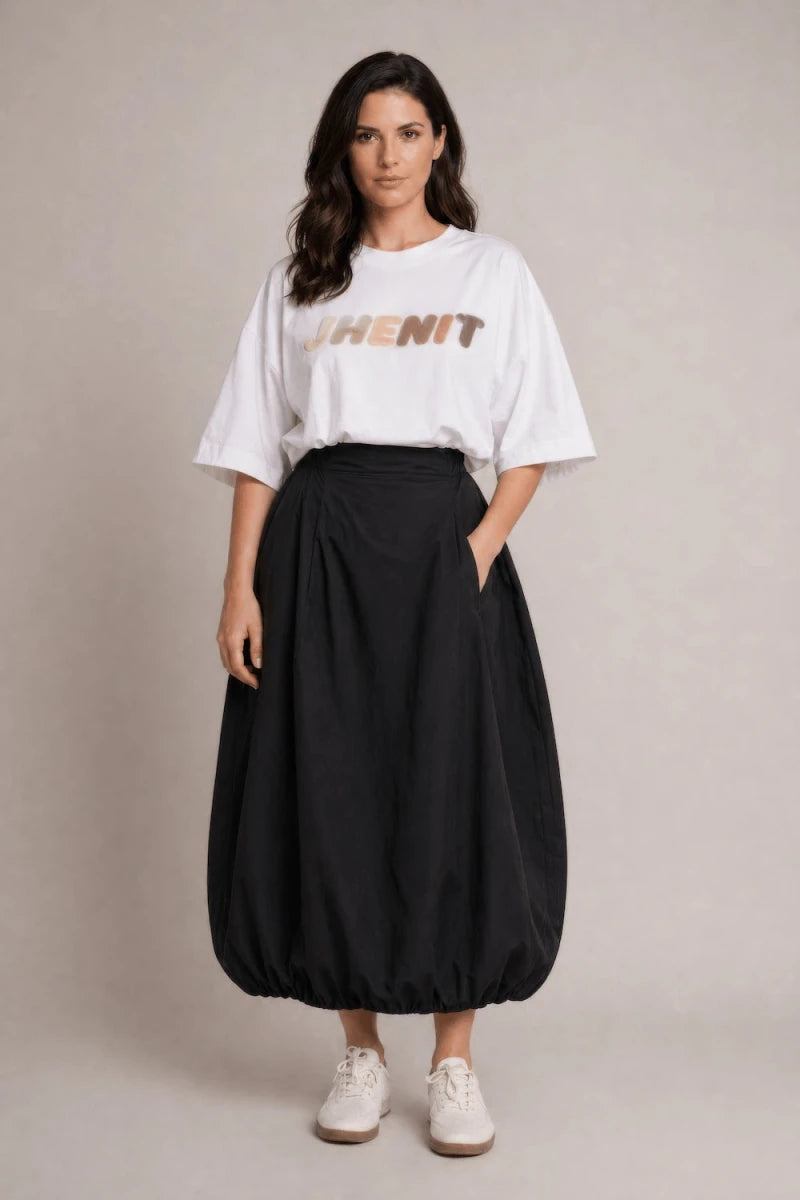 Balloon Midi Skirt – Nero - ELLY