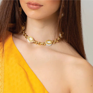 Baroque Necklace with 18 Karat Gold Plated Brass Chain - ELLY